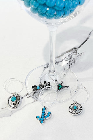 Western Turquoise Wine Charm Set