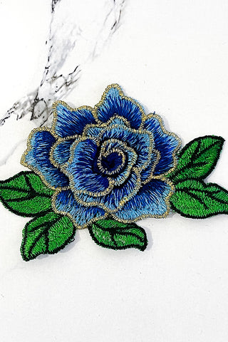 3D Blue Rose Patch