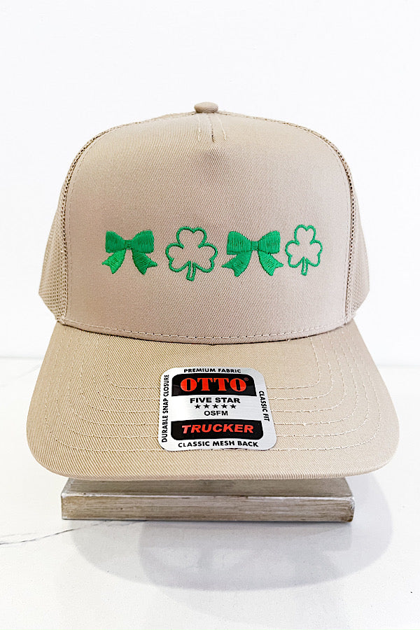 Bows and Shamrocks Embroidered Hat