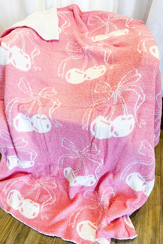 Pink Cherries Luxury Blanket