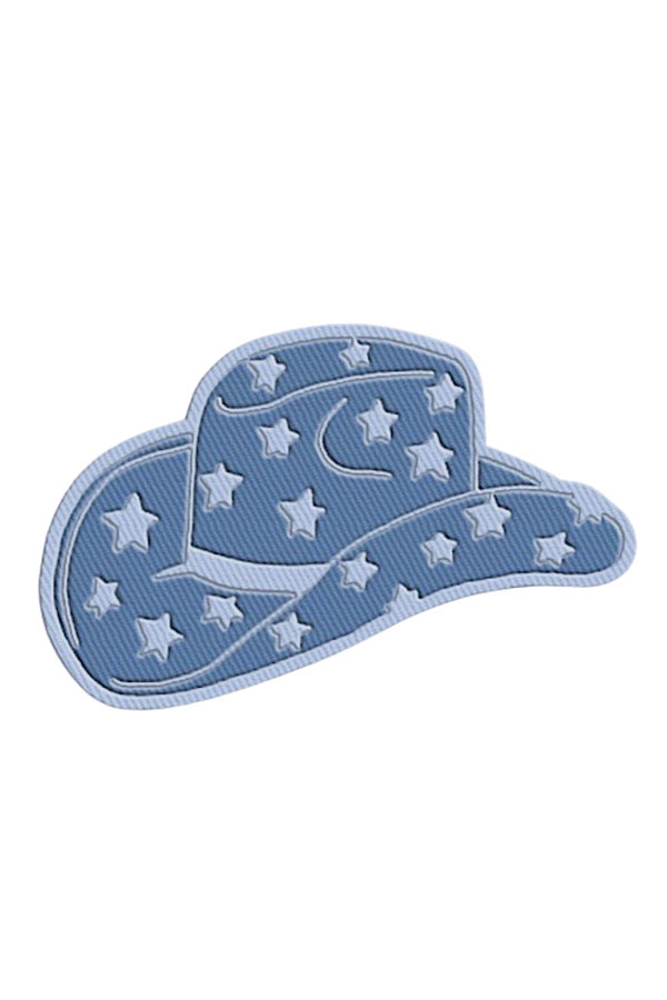 Blue Star Cowboy Hat Embroidered Patch