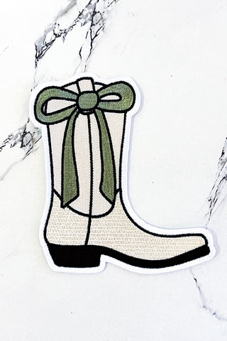 Large Boot & Bow Embroidered Patch