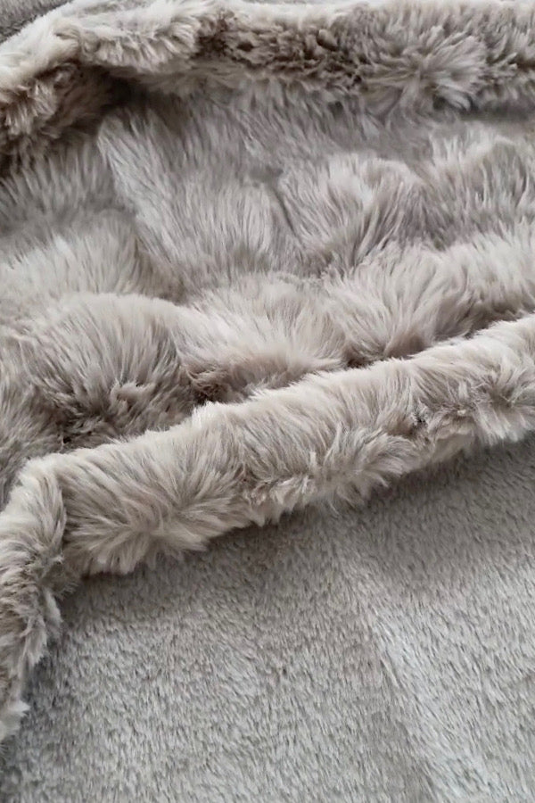 ETA 3/17 - Taupe Faux Rabbit Fur Luxury Blanket