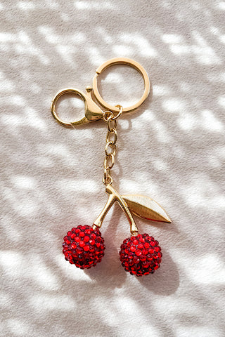 Red Cherry with Gold Leaf Purse Charm