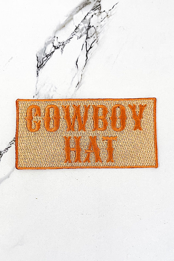 Orange Cowboy Hat Embroidered Patch