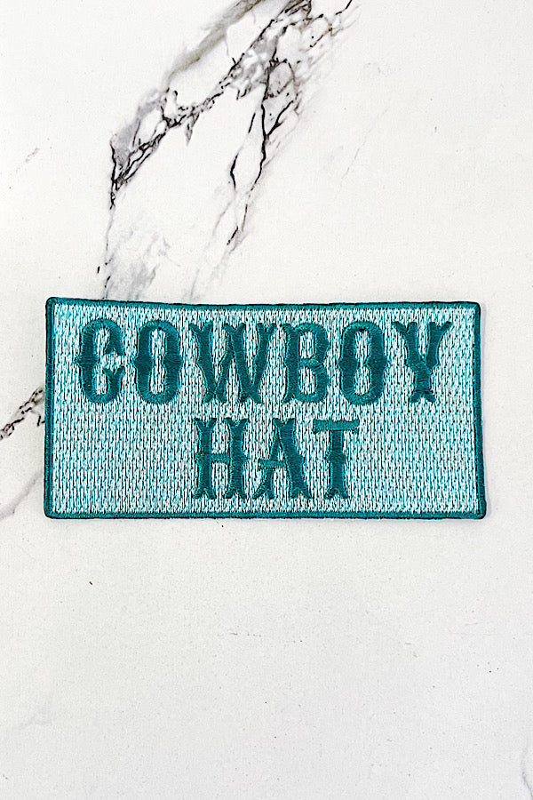 Teal Cowboy Hat Embroidered Patch