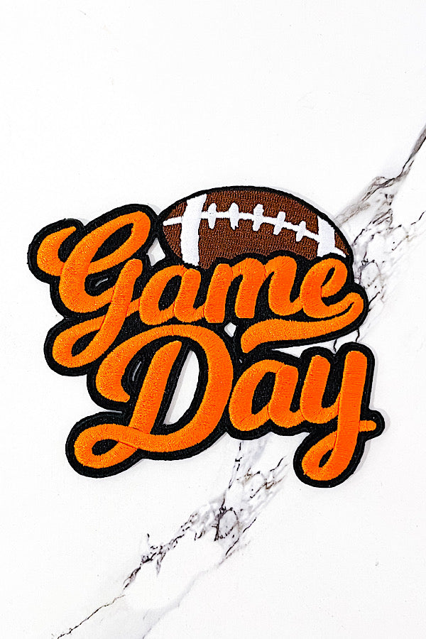 Orange Script Game Day Embroidered Patch