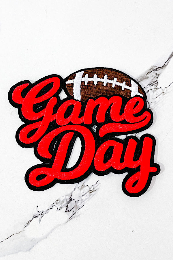 Red Script Game Day Embroidered Patch