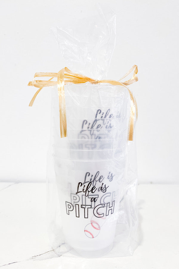 16oz Life is a Pitch Baseball Flex Cup