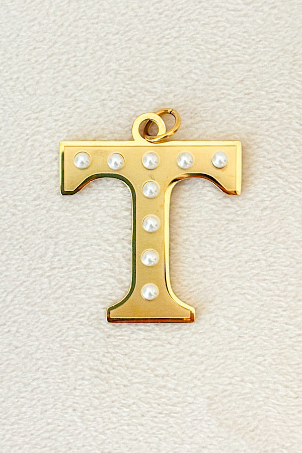 Gold Power-T with Pearls Charm