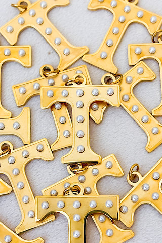 Gold Power-T with Pearls Charm