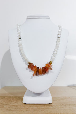 Raven Pearl and Stone Beaded Necklace