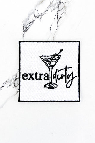 White Extra Dirty Martini Embroidered Patch