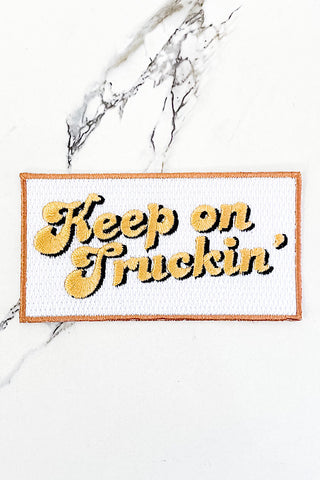 Keep on Truckin Tan Embroidered Patch