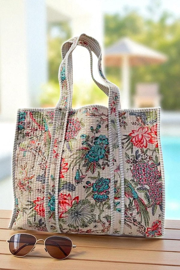 ETA 10/28 - Valentin Beige Floral Tote Bag