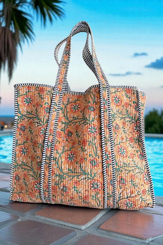 ETA 10/28 - Chelsea Orange Floral Tote Bag