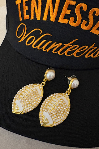Gold Pearl Football Earrings