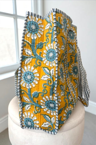 Rourke Yellow Floral Patterned Tote Bag