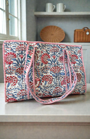ETA 7/30-8/13 Millie Blue and Pink Floral Tote Bag