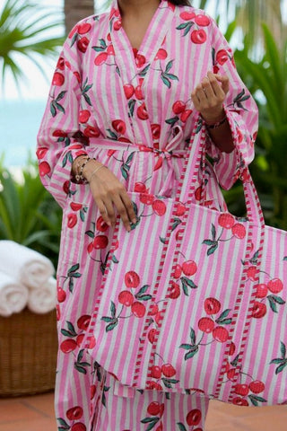 ETA 10/28 - Victoria Pink Cherry Print Kimono Robe