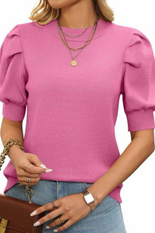 ETA 2/10 - Cameron Hot Pink Puff Sleeve Sweater