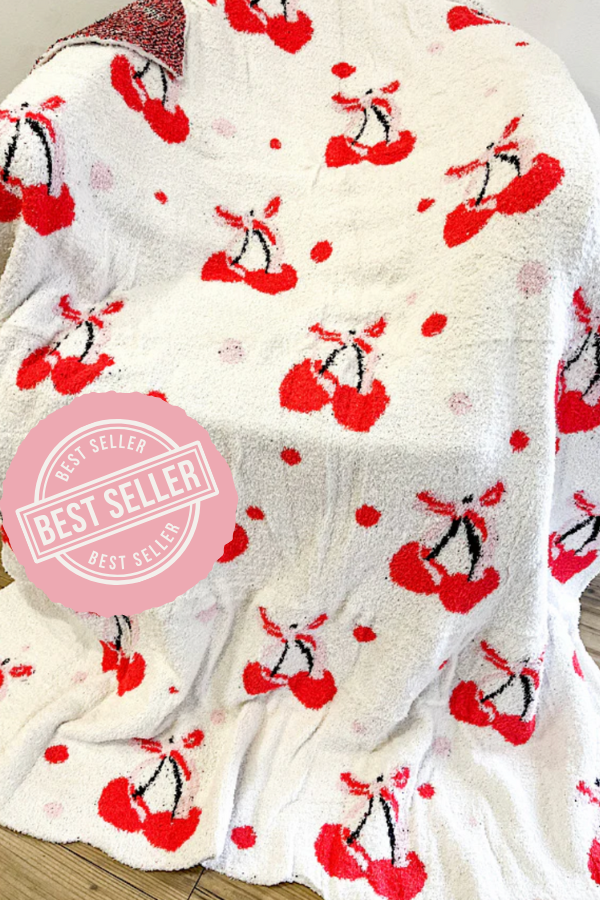 Cherries with Bow Luxury Blanket