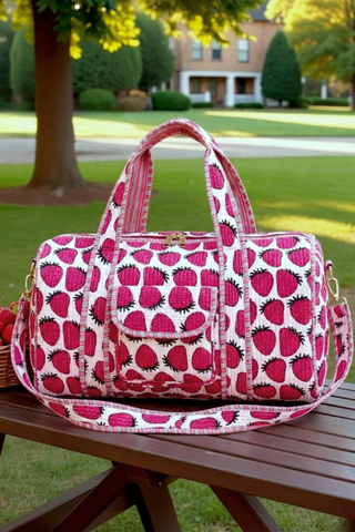 ETA 3/2 - Addison Strawberry Print Duffel Bag