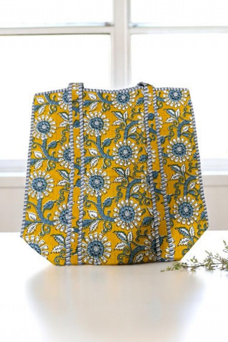 ETA 5/30 - Rourke Yellow Floral Patterned Tote Bag
