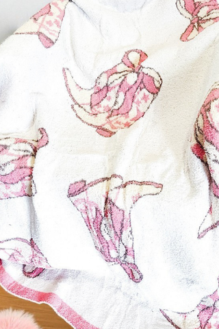 ETA 10/1 - Pink Cowgirl Boot Luxury Blanket