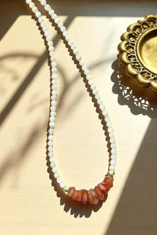 Raven Pearl and Stone Beaded Necklace