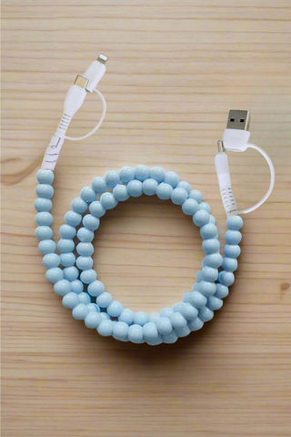 Updated Light Blue Beaded Cord Charger