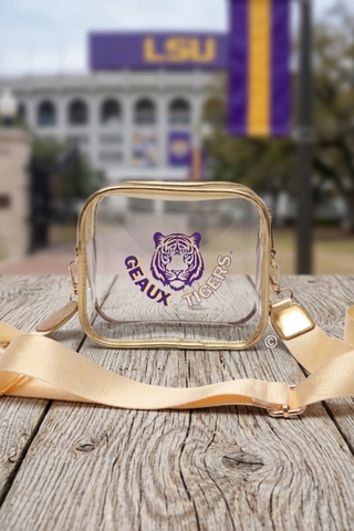 ETA 6/24 - Geaux Tigers Gold Clear Crossbody Bag