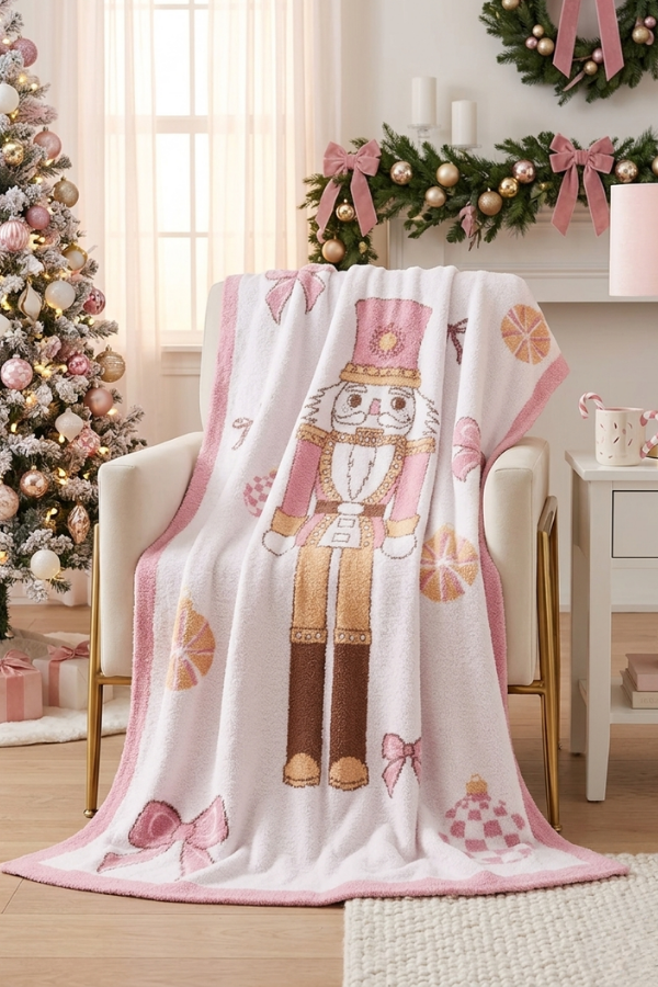 ETA 9/30 - Pink Nutcracker Bow Luxury Blanket