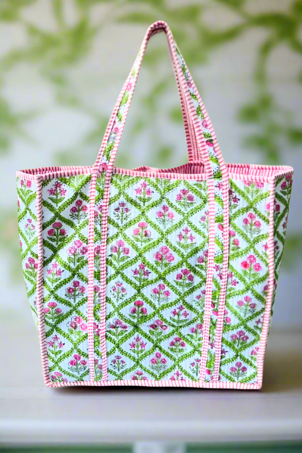 ETA 5/15 - Miller Pink and Green Floral Tote Bag