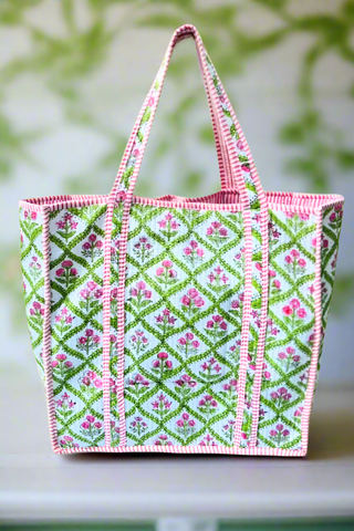 ETA 5/15 - Miller Pink and Green Floral Tote Bag
