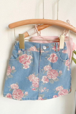 ETA 5/26 - Betsy Kids Floral Denim Skirt