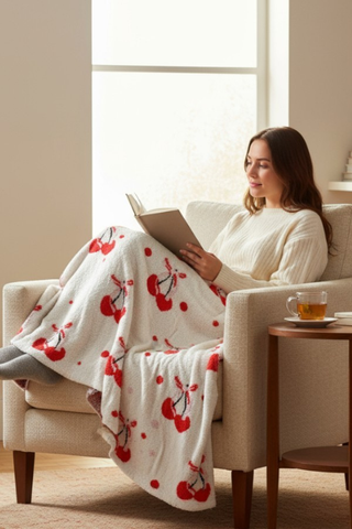 Cherries with Bow Luxury Blanket
