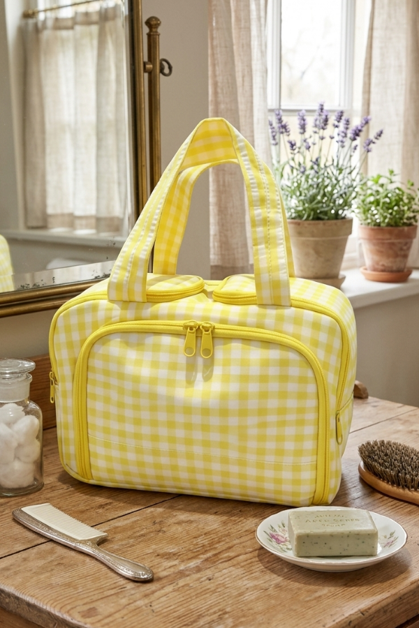 ETA 6/26 - Evelyn Yellow Gingham Cosmetic Case