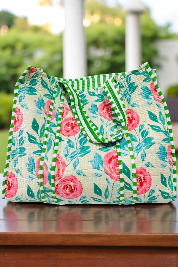 ETA 3/30 - Primrose Green Floral Tote Bag