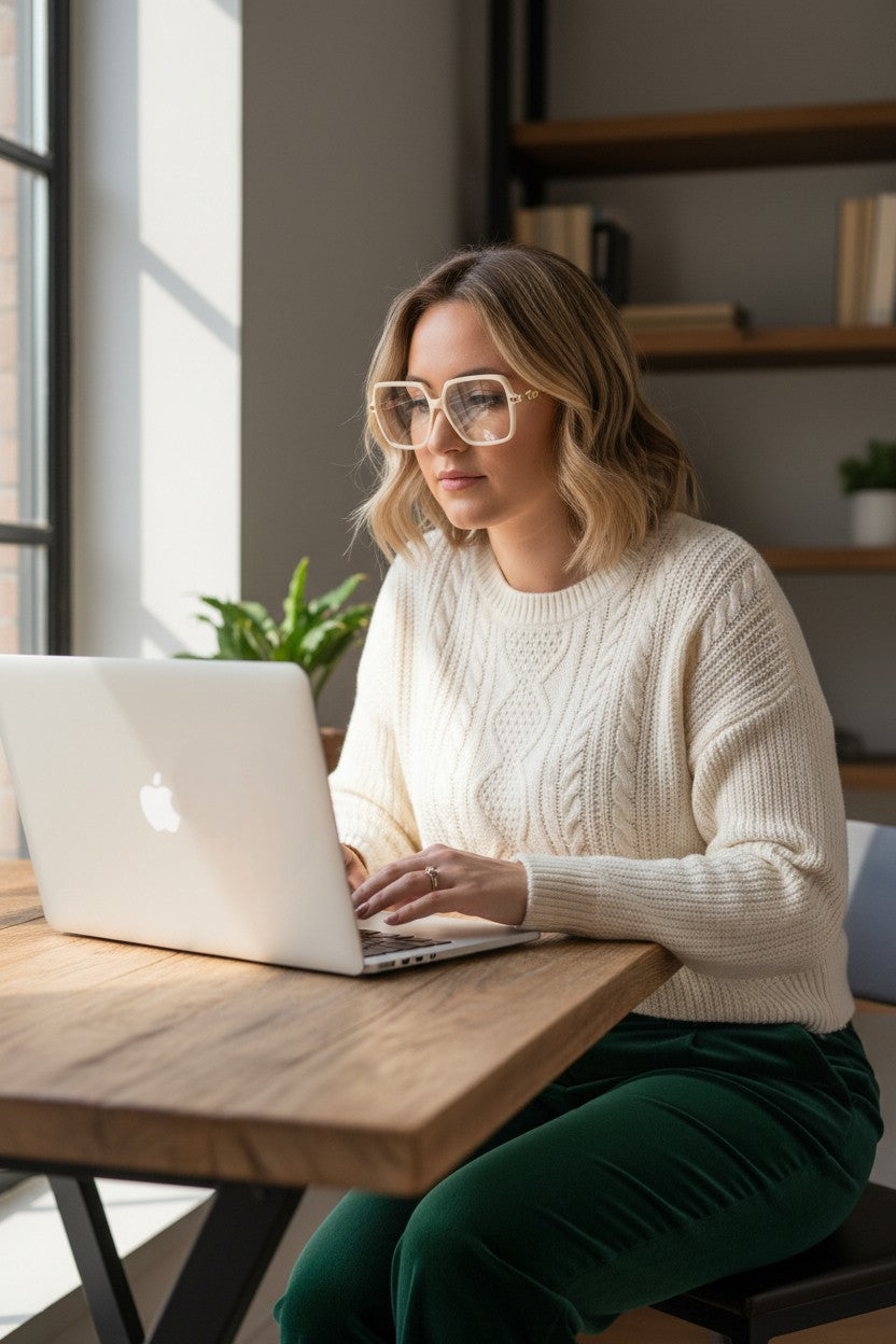 Natalie Beige Square Blue Light Glasses