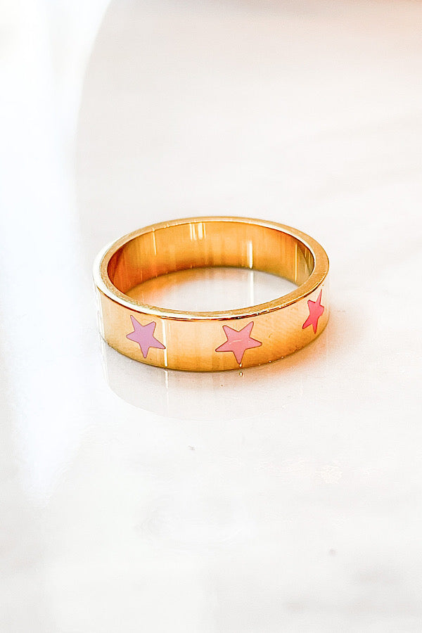 Natural Elements Gold Pink Star Ring