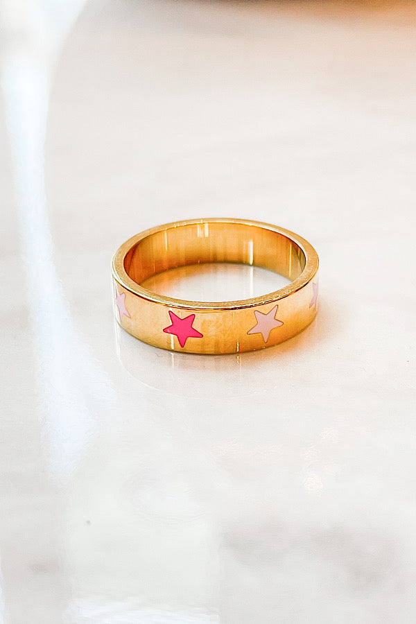 Natural Elements Gold Pink Star Ring