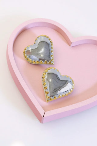 Frankie Mixed Metal Heart Stud Earrings