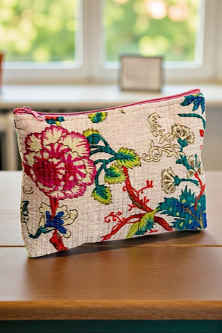Calista Velvet Floral Cosmetic Bag