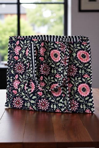 Midnight Garden Floral Tote Bag