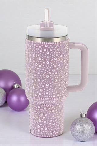 40 oz Lavender Pearl Studded Tumbler