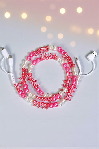 ETA 11/28 - Updated Pearl and Bow Beaded Phone Charger