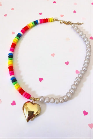 Marjorie Beaded Heart Necklace