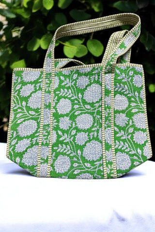 ETA 10/6 - Terra Green Floral Patterned Tote Bag