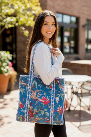 Bronwyn Floral Bird Print Tote Bag